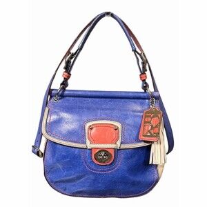 Coach Legacy Willis Colorblock Crossbody Shoulder Bag Blue Orange Cream